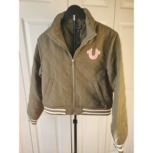 NWT True Religion Size Large HS Quilted Zip Up Jacket Kalamata  Style # 600605